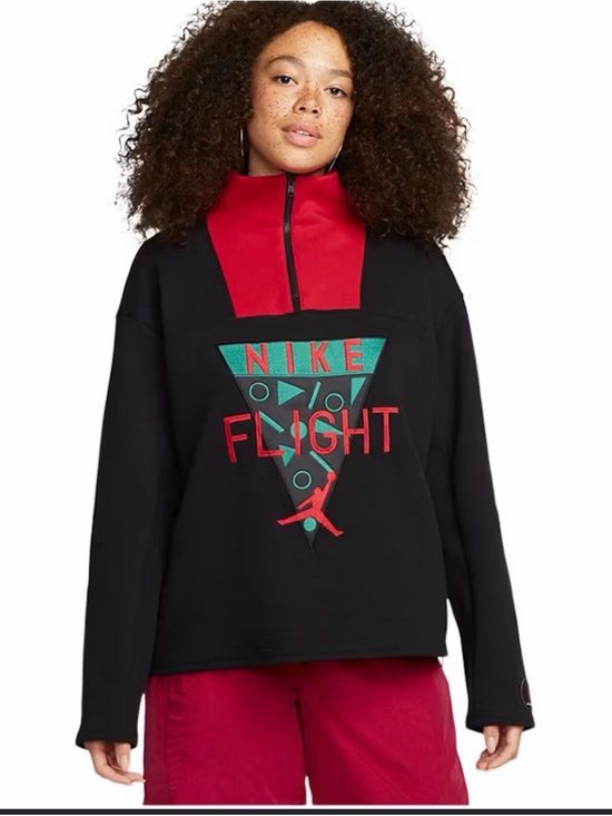 Jordan Tops - Nike Jordan x Nina Chanel Abney Women’s Black & Red Flight Pullover Funnel Neck